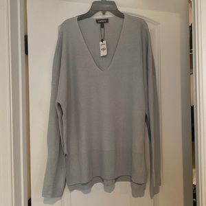 Express Silvery/Grey VNeck Sweater NWT